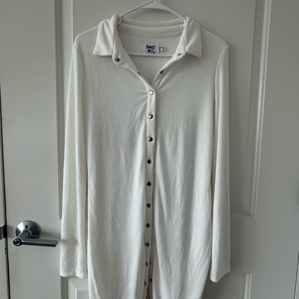 Princess Polly Cream Button Down Dress